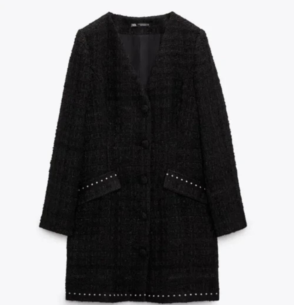 Zara Studded Tweed Blazer Dress size M